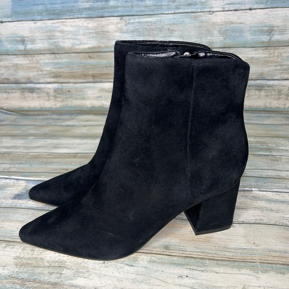 Marc Fisher Jina Heeled Bootie Black Sz 6M Suede Ankle Womens‎ New